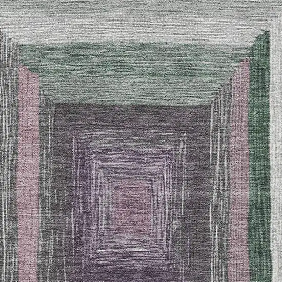 Blush Ivory And Charcoal Geometric Washable Area Rug With UV Protection Photo 3