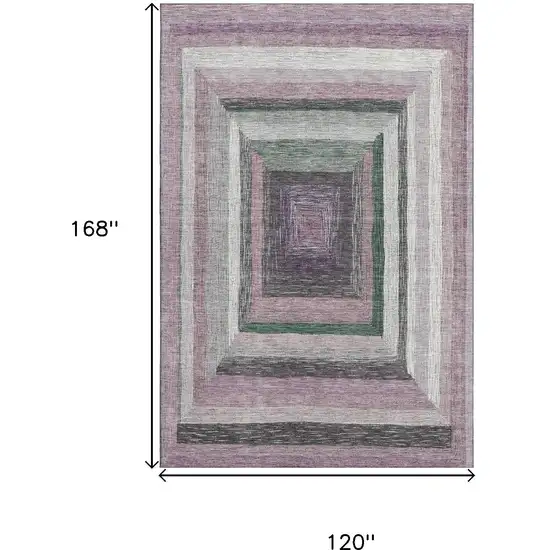 Blush Ivory And Charcoal Geometric Washable Area Rug With UV Protection Photo 9