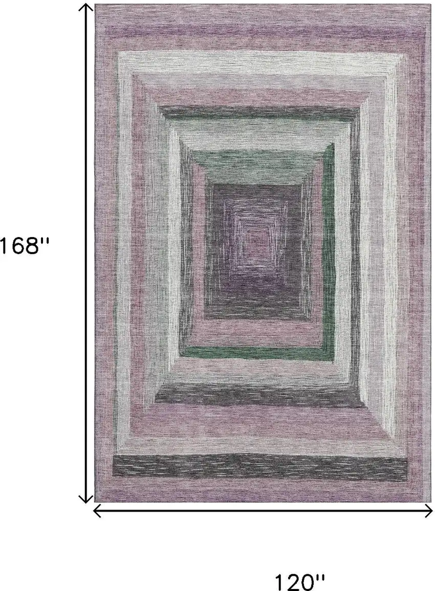 Blush Ivory And Charcoal Geometric Washable Area Rug With UV Protection Photo 9