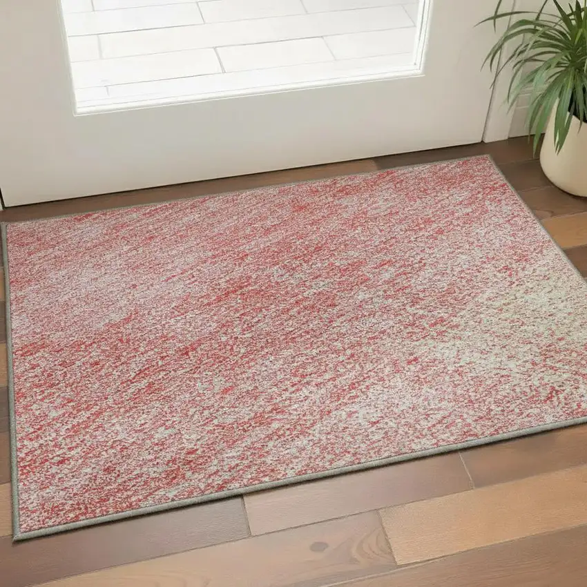Blush Ivory And Copper Abstract Washable Area Rug With UV Protection Photo 2