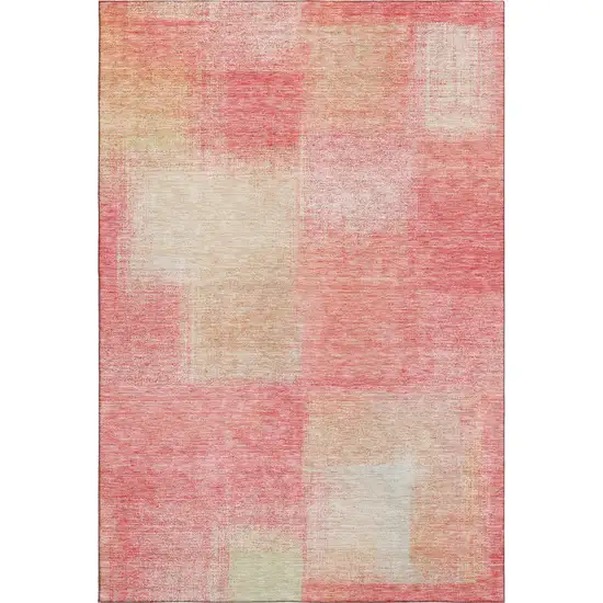 Blush Ivory And Copper Abstract Washable Area Rug With UV Protection Photo 6
