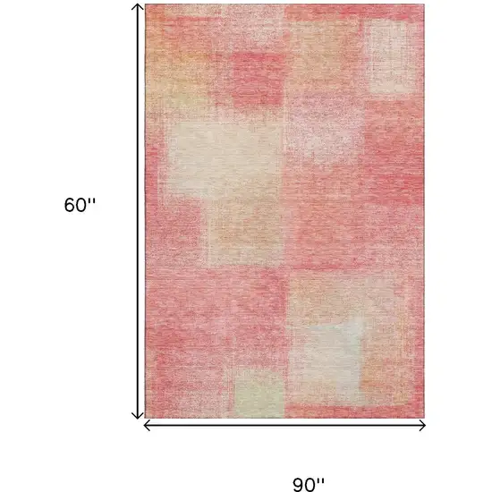 Blush Ivory And Copper Abstract Washable Area Rug With UV Protection Photo 3