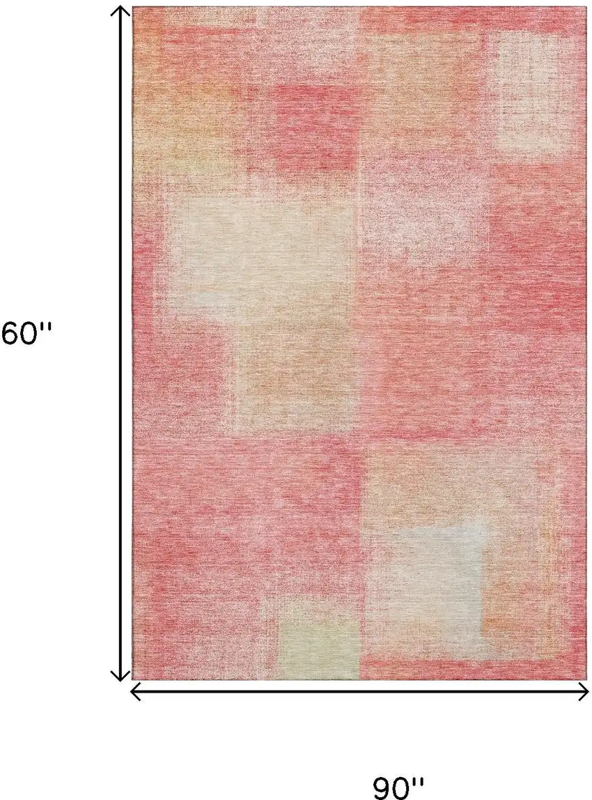 Blush Ivory And Copper Abstract Washable Area Rug With UV Protection Photo 3