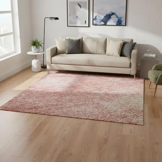 Blush Ivory And Copper Abstract Washable Area Rug With UV Protection Photo 2