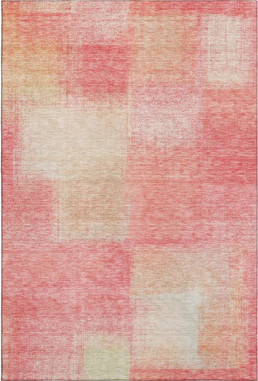 Blush Ivory And Copper Abstract Washable Area Rug With UV Protection Photo 6