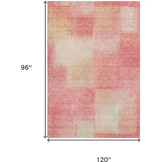 Blush Ivory And Copper Abstract Washable Area Rug With UV Protection Photo 3