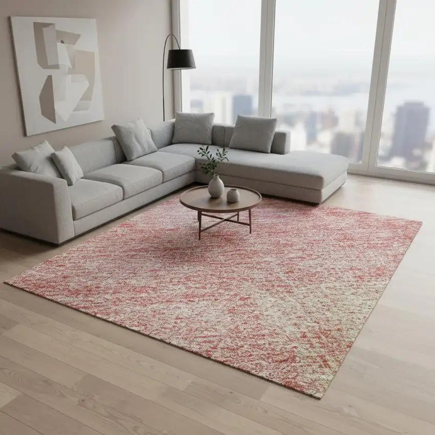 Blush Ivory And Copper Abstract Washable Area Rug With UV Protection Photo 2