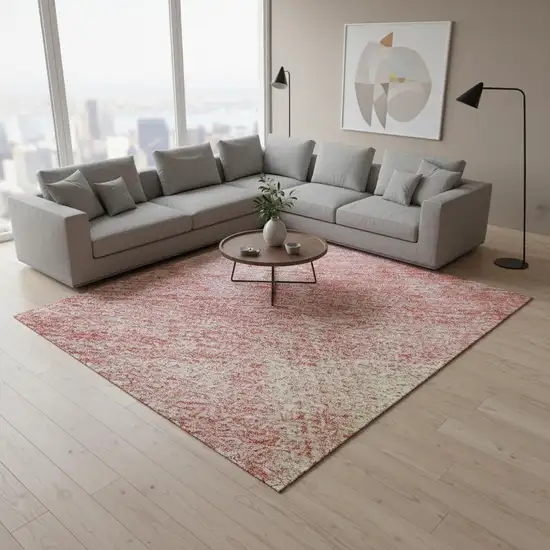 Blush Ivory And Copper Abstract Washable Area Rug With UV Protection Photo 2