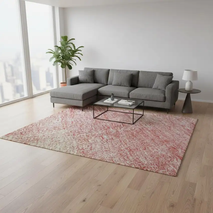 Blush Ivory And Copper Abstract Washable Area Rug With UV Protection Photo 2