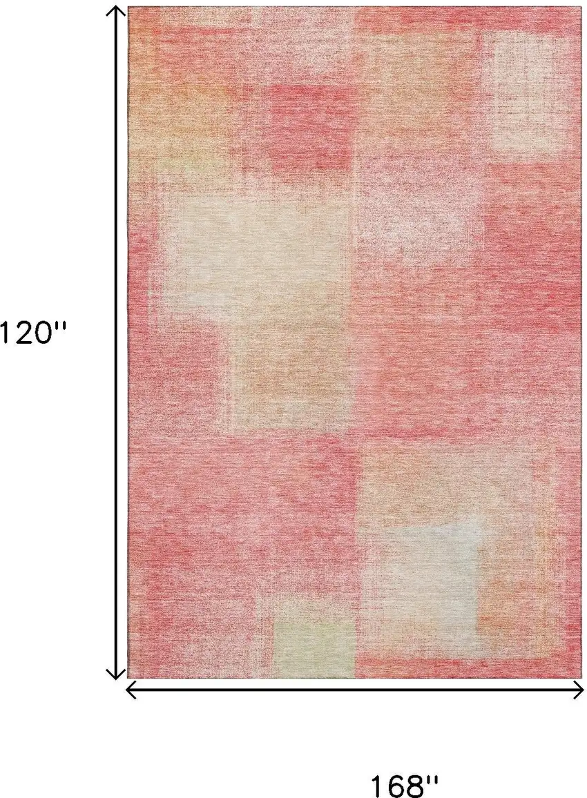 Blush Ivory And Copper Abstract Washable Area Rug With UV Protection Photo 3