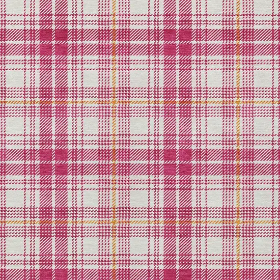 Blush Ivory And Copper Plaid Washable Indoor Outdoor Area Rug Photo 5
