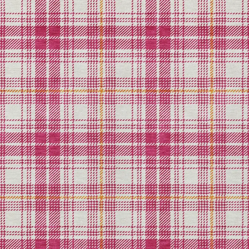 Blush Ivory And Copper Plaid Washable Indoor Outdoor Area Rug Photo 5