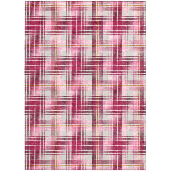 Blush Ivory And Copper Plaid Washable Indoor Outdoor Area Rug Photo 6