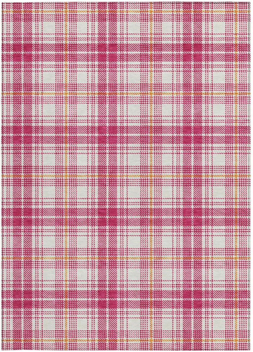 Blush Ivory And Copper Plaid Washable Indoor Outdoor Area Rug Photo 6