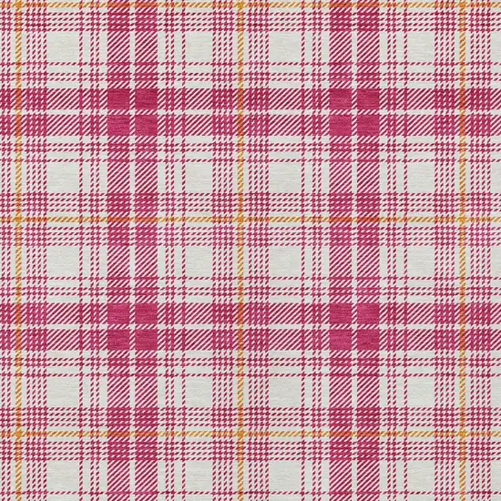 Blush Ivory And Copper Plaid Washable Indoor Outdoor Area Rug Photo 5