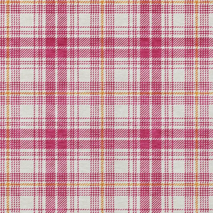 Blush Ivory And Copper Plaid Washable Indoor Outdoor Area Rug Photo 5