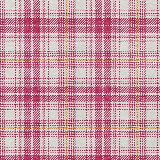 Blush Ivory And Copper Plaid Washable Indoor Outdoor Area Rug Photo 5