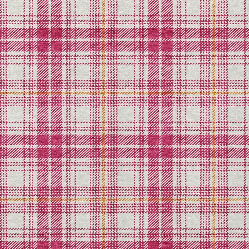 Blush Ivory And Copper Plaid Washable Indoor Outdoor Area Rug Photo 5