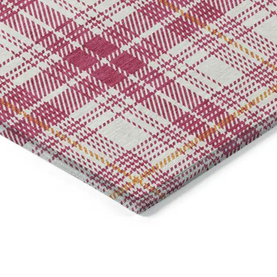 Blush Ivory And Copper Plaid Washable Indoor Outdoor Area Rug Photo 4