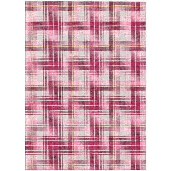 Blush Ivory And Copper Plaid Washable Indoor Outdoor Area Rug Photo 2