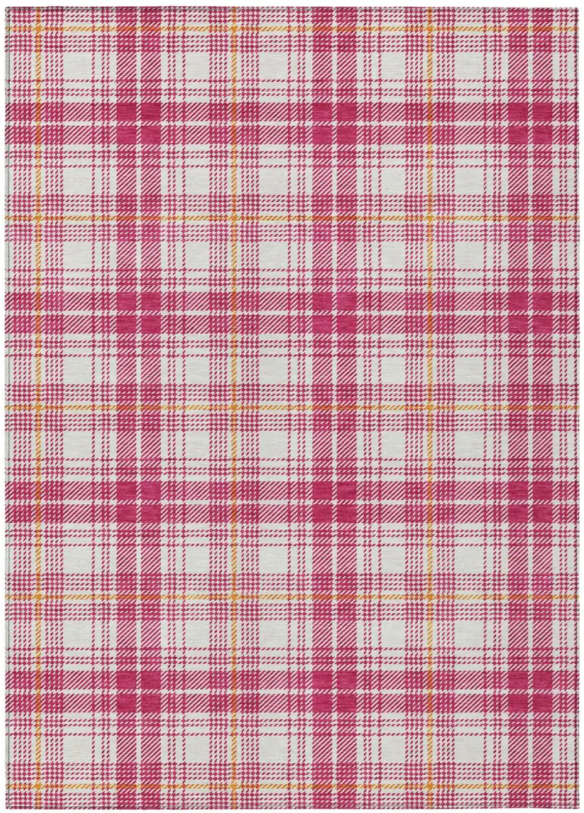 Blush Ivory And Copper Plaid Washable Indoor Outdoor Area Rug Photo 2