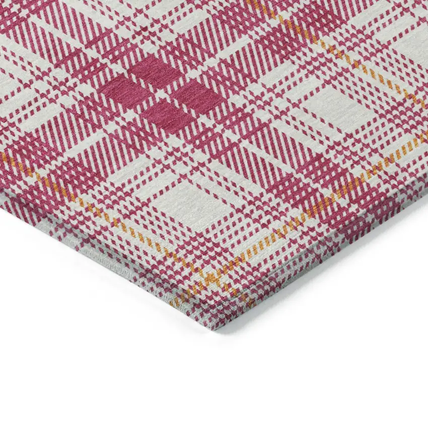 Blush Ivory And Copper Plaid Washable Indoor Outdoor Area Rug Photo 3