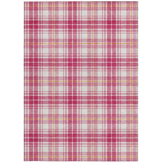 Blush Ivory And Copper Plaid Washable Indoor Outdoor Area Rug Photo 5