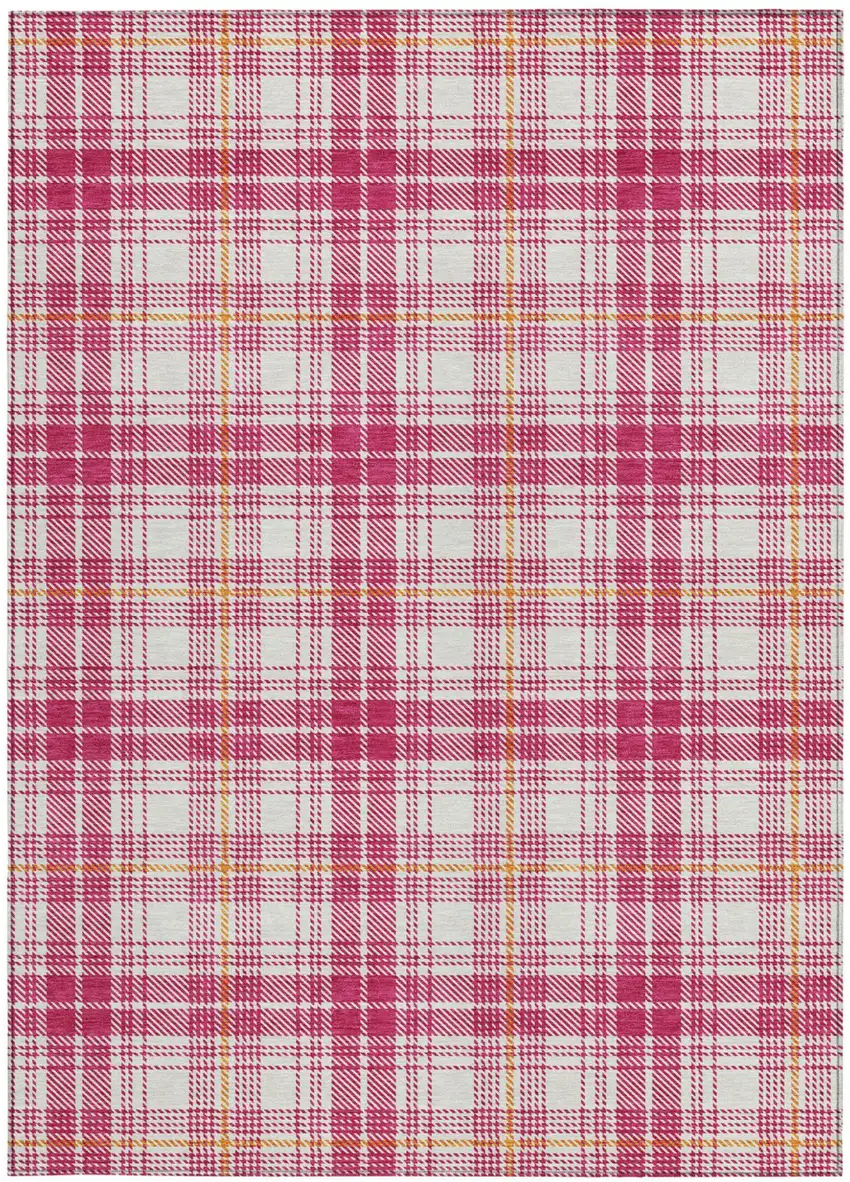 Blush Ivory And Copper Plaid Washable Indoor Outdoor Area Rug Photo 5