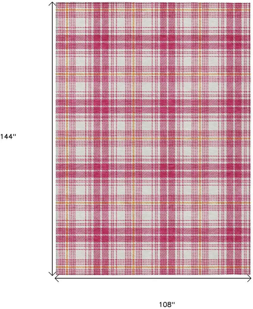 Blush Ivory And Copper Plaid Washable Indoor Outdoor Area Rug Photo 3