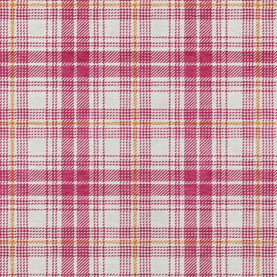Blush Ivory And Copper Plaid Washable Indoor Outdoor Area Rug Photo 4