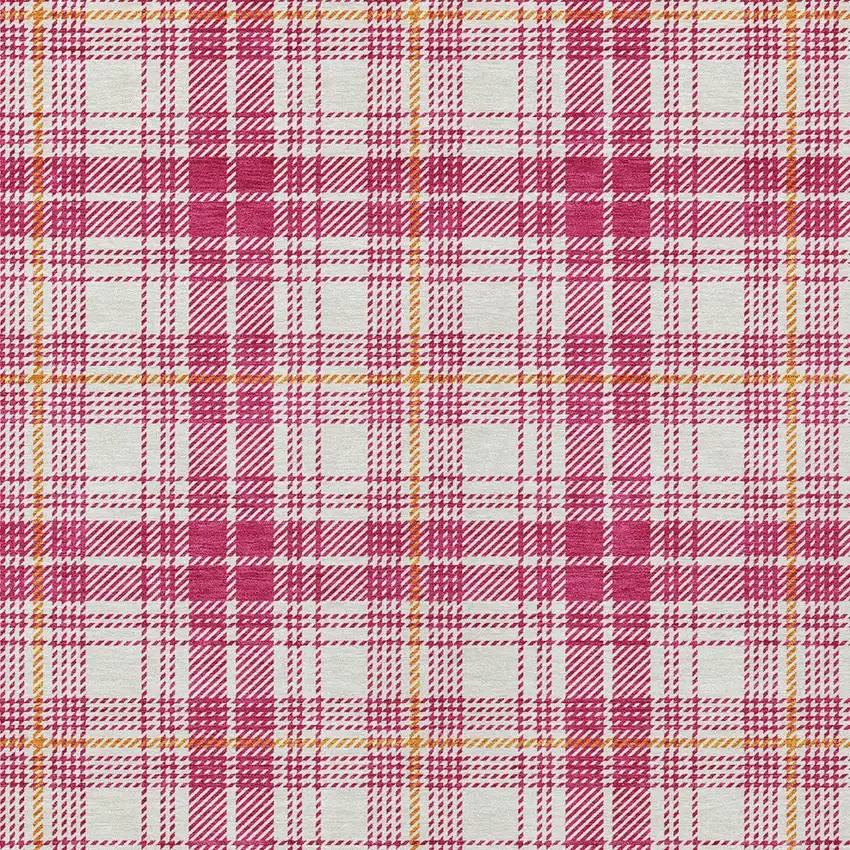 Blush Ivory And Copper Plaid Washable Indoor Outdoor Area Rug Photo 4