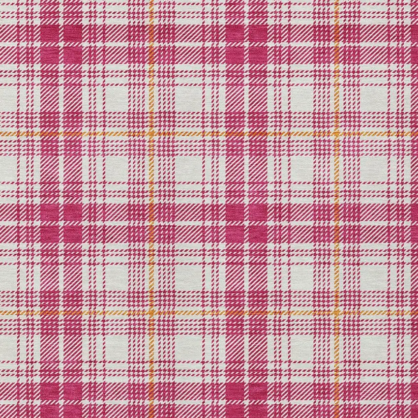 Blush Ivory And Copper Plaid Washable Indoor Outdoor Area Rug Photo 5