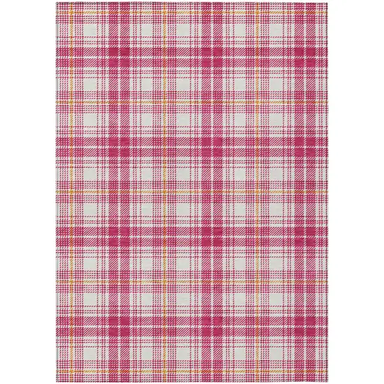 Blush Ivory And Copper Plaid Washable Indoor Outdoor Area Rug Photo 2