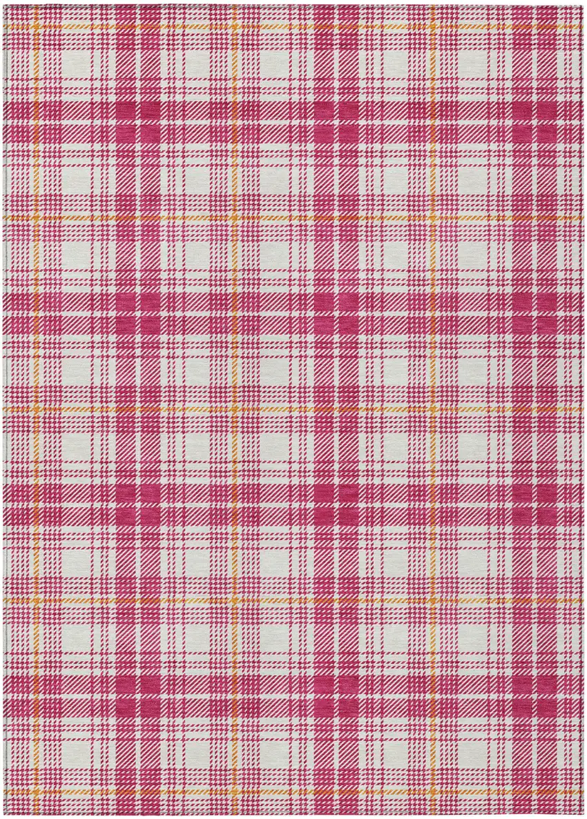 Blush Ivory And Copper Plaid Washable Indoor Outdoor Area Rug Photo 2