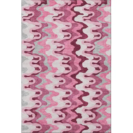 Blush Ivory And Gray Abstract Washable Area Rug With UV Protection Photo 4