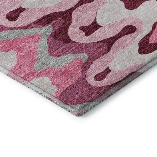 Blush Ivory And Gray Abstract Washable Area Rug With UV Protection Photo 8