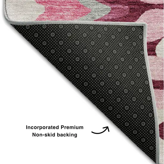 Blush Ivory And Gray Abstract Washable Area Rug With UV Protection Photo 7