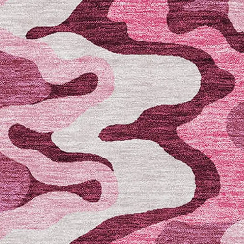 Blush Ivory And Gray Abstract Washable Area Rug With UV Protection Photo 3