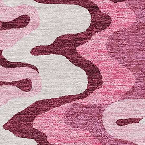 Blush Ivory And Gray Abstract Washable Area Rug With UV Protection Photo 3