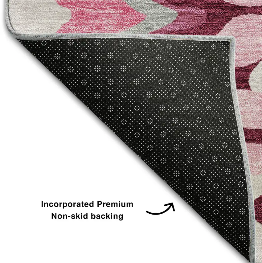 Blush Ivory And Gray Abstract Washable Area Rug With UV Protection Photo 7