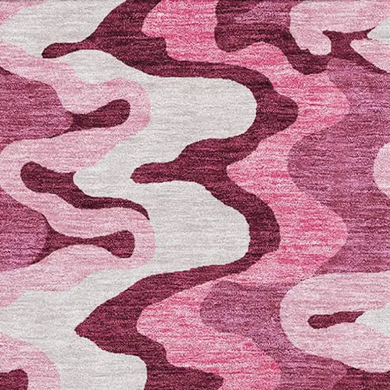 Blush Ivory And Gray Abstract Washable Area Rug With UV Protection Photo 3