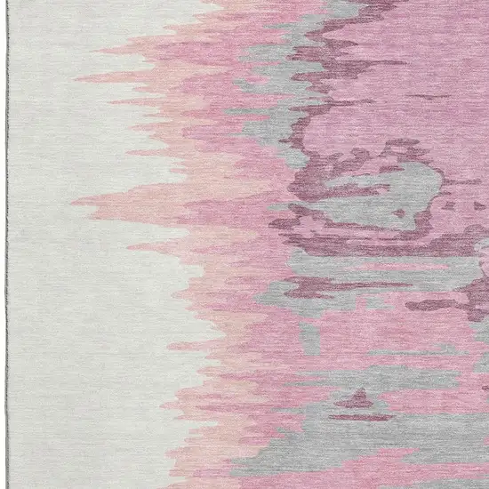 Blush Ivory And Gray Abstract Washable Area Rug With UV Protection Photo 3