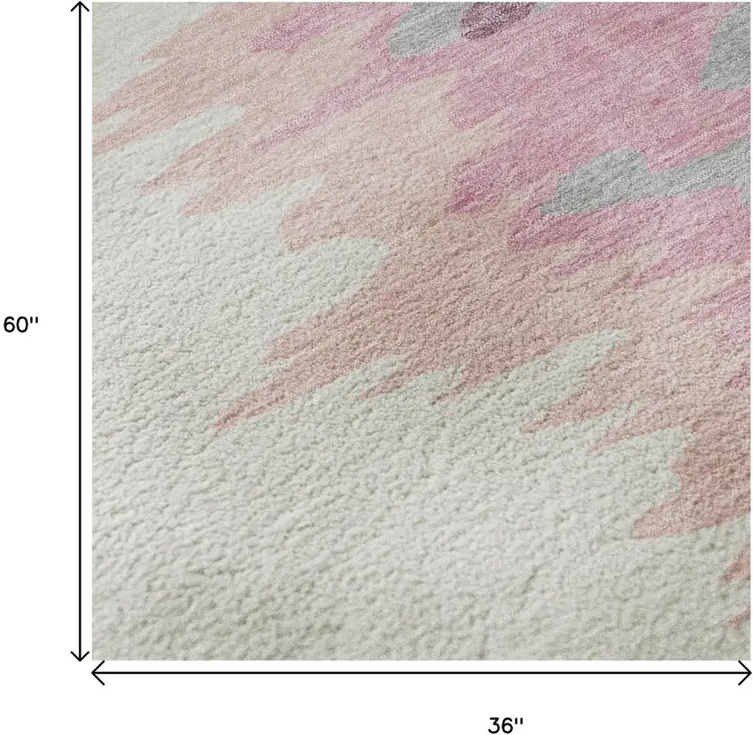 Blush Ivory And Gray Abstract Washable Area Rug With UV Protection Photo 9