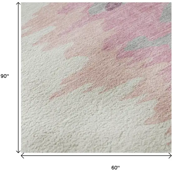 Blush Ivory And Gray Abstract Washable Area Rug With UV Protection Photo 9