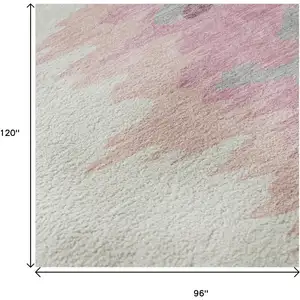 Photo of Blush Ivory And Gray Abstract Washable Area Rug With UV Protection