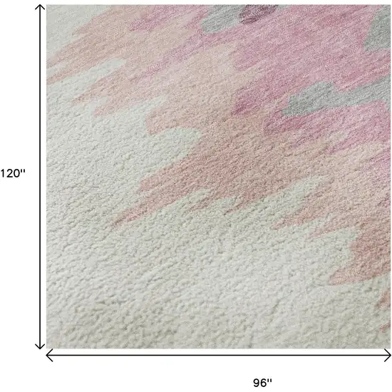 Blush Ivory And Gray Abstract Washable Area Rug With UV Protection Photo 9