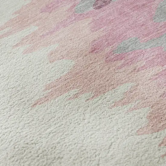 Blush Ivory And Gray Abstract Washable Area Rug With UV Protection Photo 1