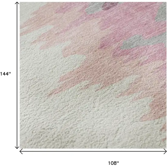 Blush Ivory And Gray Abstract Washable Area Rug With UV Protection Photo 9