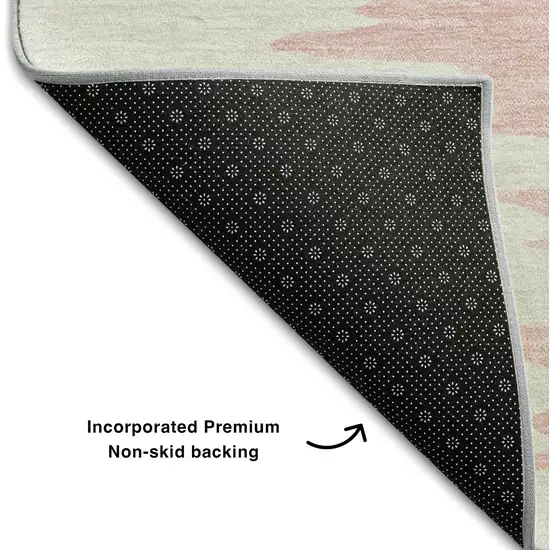 Blush Ivory And Gray Abstract Washable Area Rug With UV Protection Photo 6