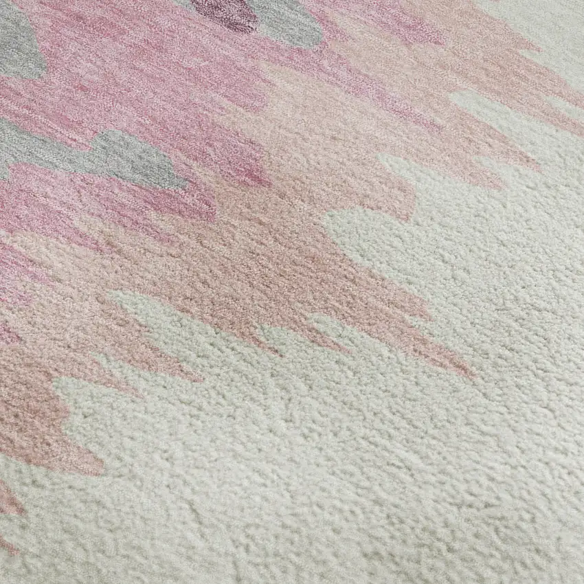 Blush Ivory And Gray Abstract Washable Area Rug With UV Protection Photo 3